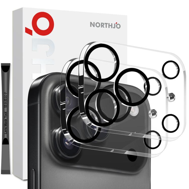 2片裝 NORTHJO 相機鏡頭保護 3D 夜拍鋼化玻璃膜，適用於 iPhone 17 Pro Max、iPhone 17 Pro、iPhone 17、iPhone Air