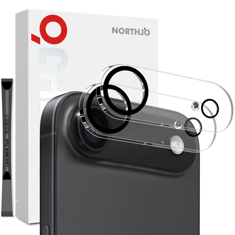 2片裝 NORTHJO 相機鏡頭保護 3D 夜拍鋼化玻璃膜，適用於 iPhone 17 Pro Max、iPhone 17 Pro、iPhone 17、iPhone Air