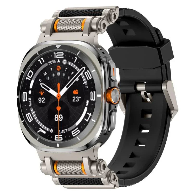 金屬手錶連接器矽膠錶帶，適用於 Samsung Galaxy Watch Ultra 47mm / Ultra 2025