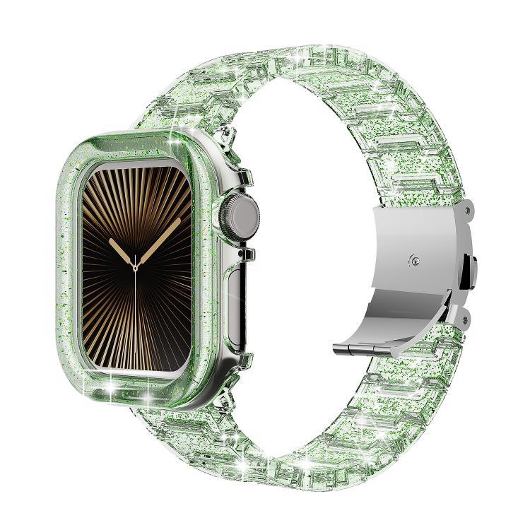 變色龍PC錶殼環氧樹脂錶帶，適用於Apple Watch系列10 46mm、Apple Watch系列10 42mm、Apple Watch 44mm / 45mm、Apple Watch 40mm / 41mm、Apple Watch 49mm