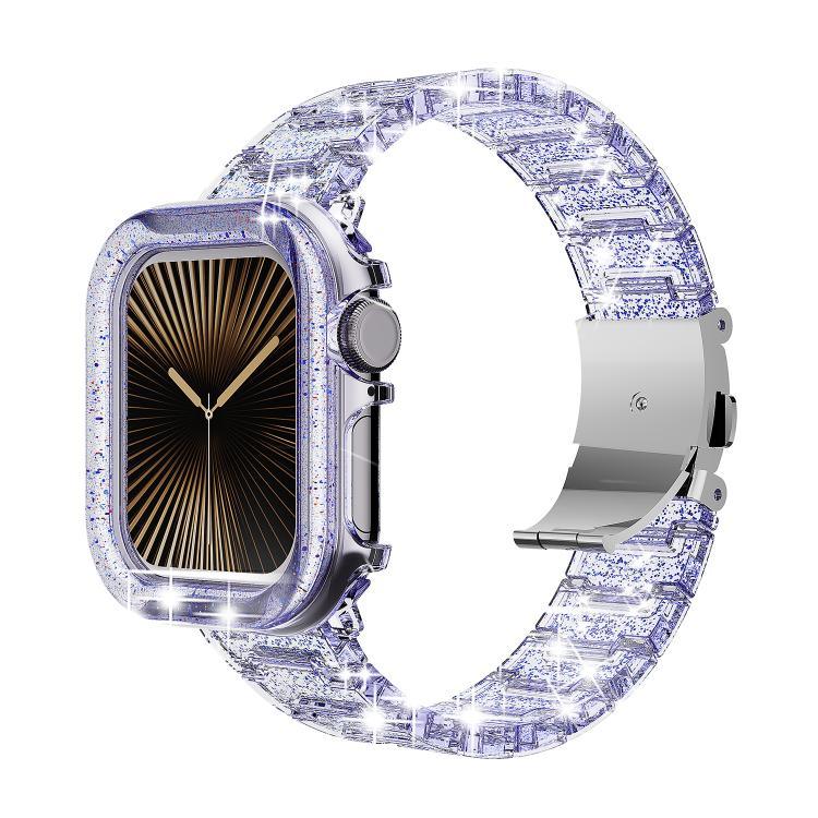 變色龍PC錶殼環氧樹脂錶帶，適用於Apple Watch系列10 46mm、Apple Watch系列10 42mm、Apple Watch 44mm / 45mm、Apple Watch 40mm / 41mm、Apple Watch 49mm