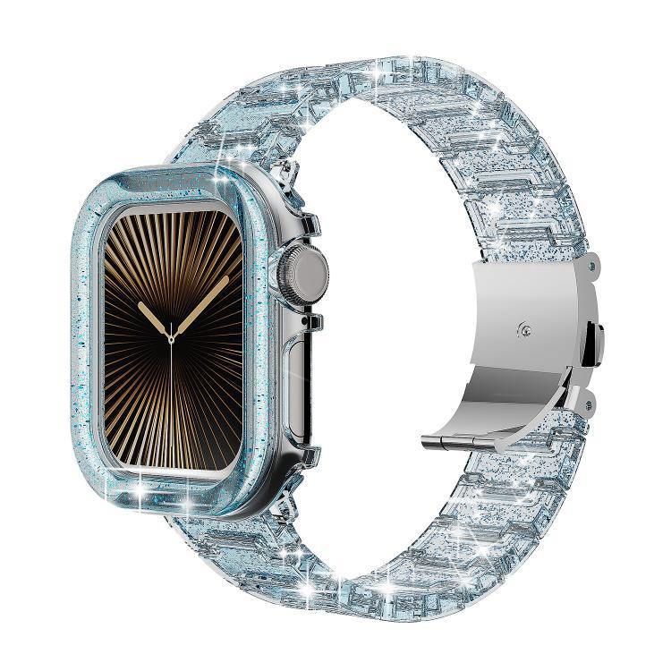 變色龍PC錶殼環氧樹脂錶帶，適用於Apple Watch系列10 46mm、Apple Watch系列10 42mm、Apple Watch 44mm / 45mm、Apple Watch 40mm / 41mm、Apple Watch 49mm