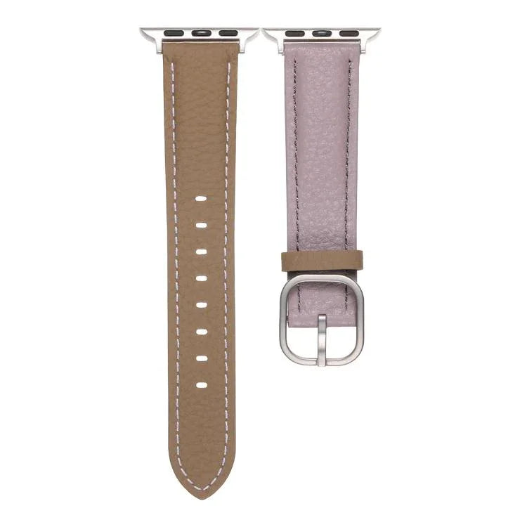 方扣荔枝紋真皮錶帶，適用於Apple Watch 46mm / 49mm / 45mm / 44mm、Apple Watch 42mm / 41mm / 40mm / 38mm