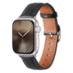 方扣荔枝紋真皮錶帶，適用於Apple Watch 46mm / 49mm / 45mm / 44mm、Apple Watch 42mm / 41mm / 40mm / 38mm