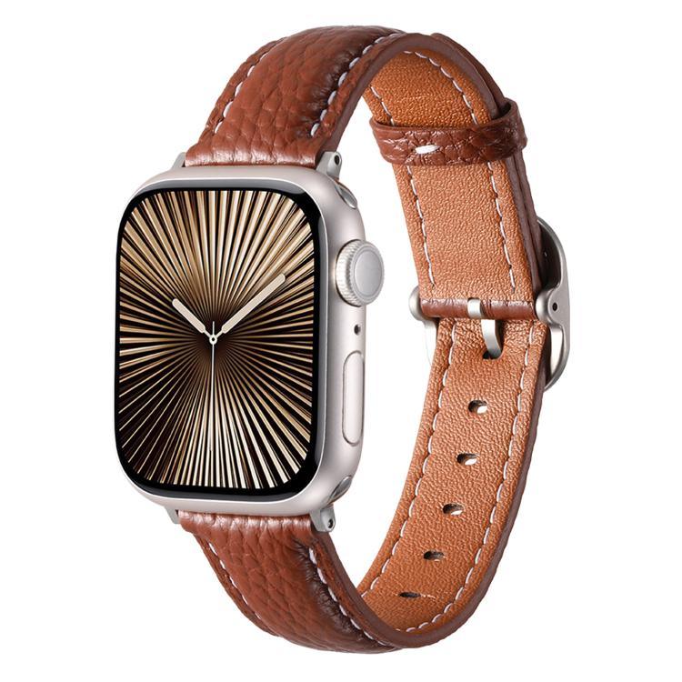 方扣荔枝紋真皮錶帶，適用於Apple Watch 46mm / 49mm / 45mm / 44mm、Apple Watch 42mm / 41mm / 40mm / 38mm