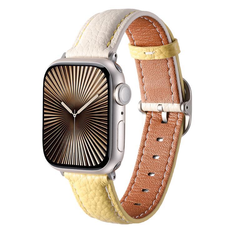 方扣荔枝紋真皮錶帶，適用於Apple Watch 46mm / 49mm / 45mm / 44mm、Apple Watch 42mm / 41mm / 40mm / 38mm