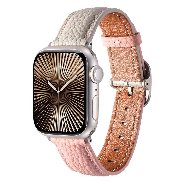 方扣荔枝紋真皮錶帶，適用於Apple Watch 46mm / 49mm / 45mm / 44mm、Apple Watch 42mm / 41mm / 40mm / 38mm