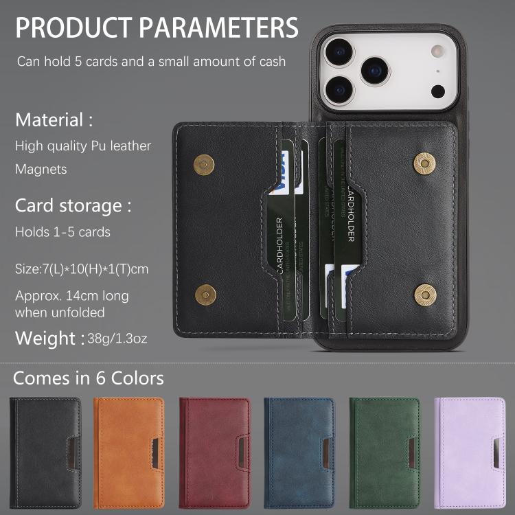 Kalebol 強力 MagSafe 磁吸雙折卡包皮革手機殼，適用於 iPhone 17 Pro Max、iPhone 17 Pro、iPhone 17、iPhone Air