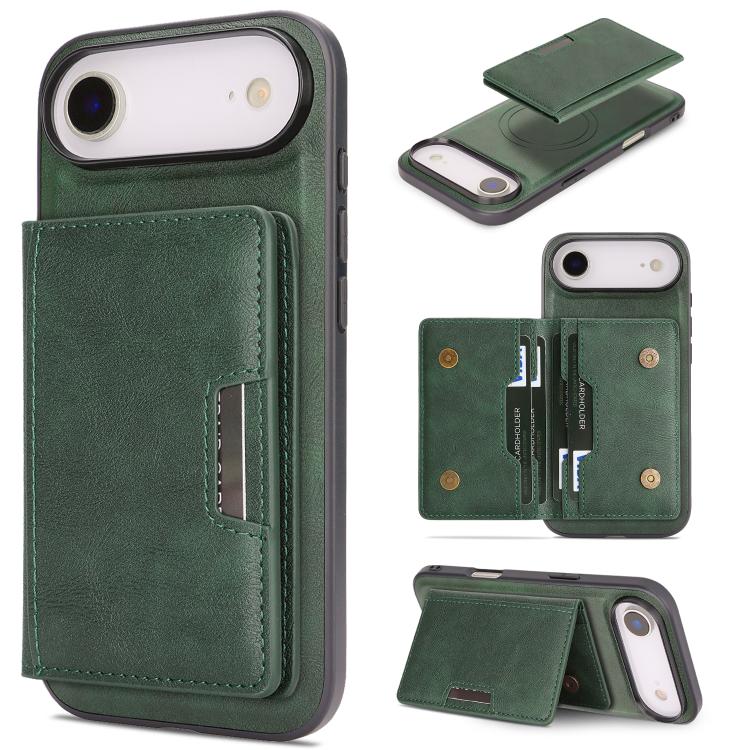 Kalebol 強力 MagSafe 磁吸雙折卡包皮革手機殼，適用於 iPhone 17 Pro Max、iPhone 17 Pro、iPhone 17、iPhone Air