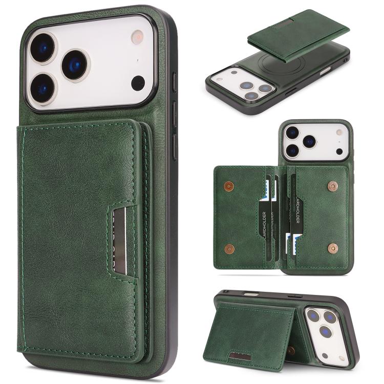 Kalebol 強力 MagSafe 磁吸雙折卡包皮革手機殼，適用於 iPhone 17 Pro Max、iPhone 17 Pro、iPhone 17、iPhone Air