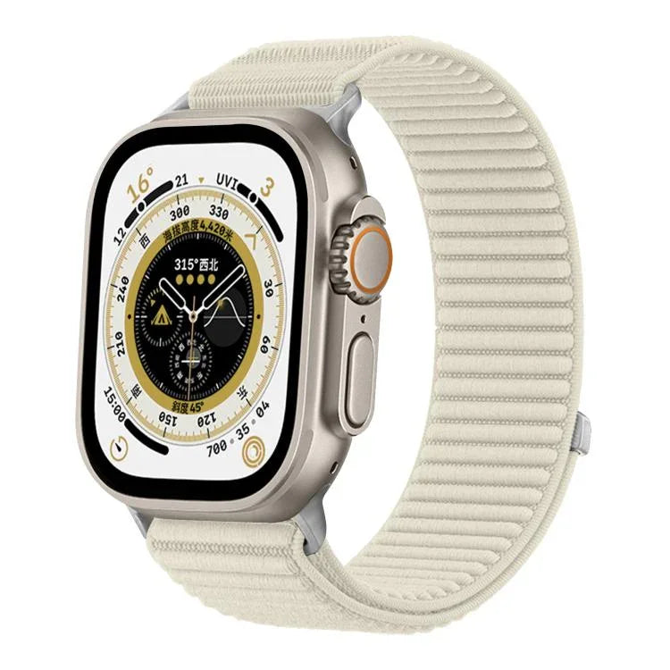 編織尼龍魔鬼氈金屬接口錶帶，適用於Apple Watch 46mm / 49mm / 45mm / 44mm、Apple Watch 42mm / 41mm / 40mm / 38mm
