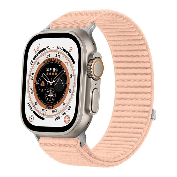 編織尼龍魔鬼氈金屬接口錶帶，適用於Apple Watch 46mm / 49mm / 45mm / 44mm、Apple Watch 42mm / 41mm / 40mm / 38mm