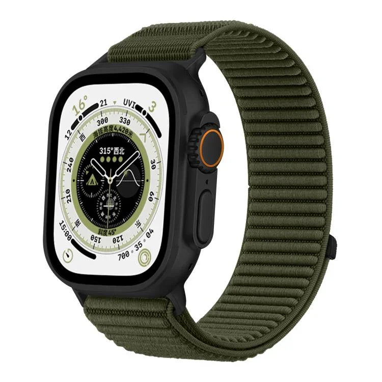 編織尼龍魔鬼氈金屬接口錶帶，適用於Apple Watch 46mm / 49mm / 45mm / 44mm、Apple Watch 42mm / 41mm / 40mm / 38mm