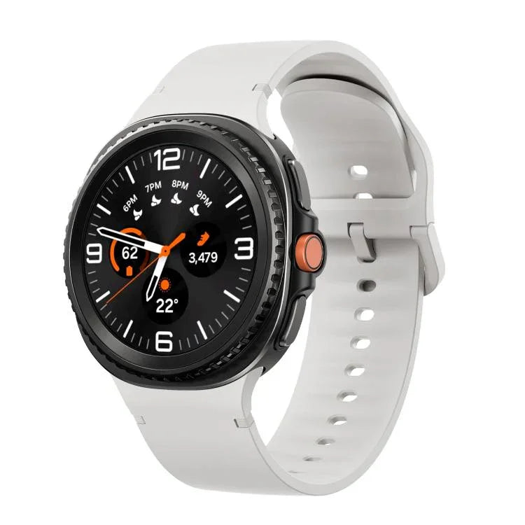 適用於 Samsung Galaxy Watch8 / Watch8 Classic 純色車縫矽膠錶帶，S, M