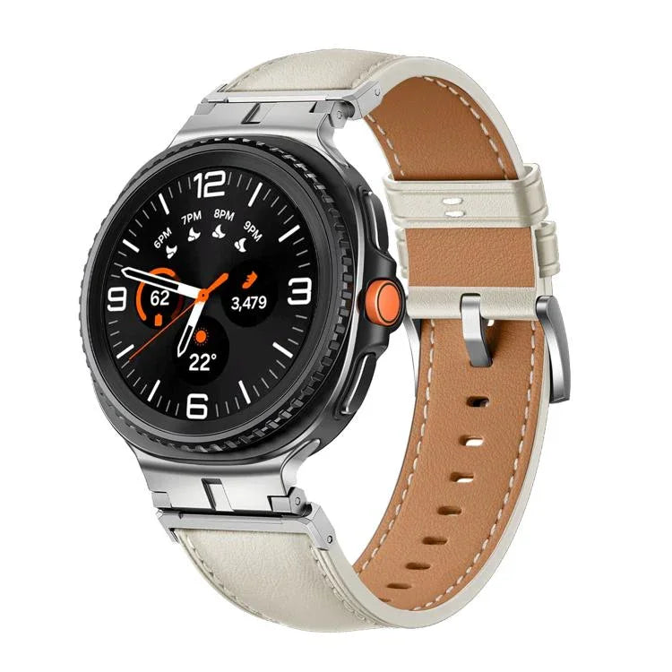 金屬頭連接器真皮錶帶，適用於 Samsung Galaxy Watch8 / Watch8 Classic