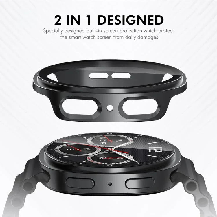 ENKAY Hat-Prince Full Coverage Tempered Glass Film Integrated PC Watch Case, For Samsung Galaxy Watch8 44mm, For Samsung Galaxy Watch8 40mm