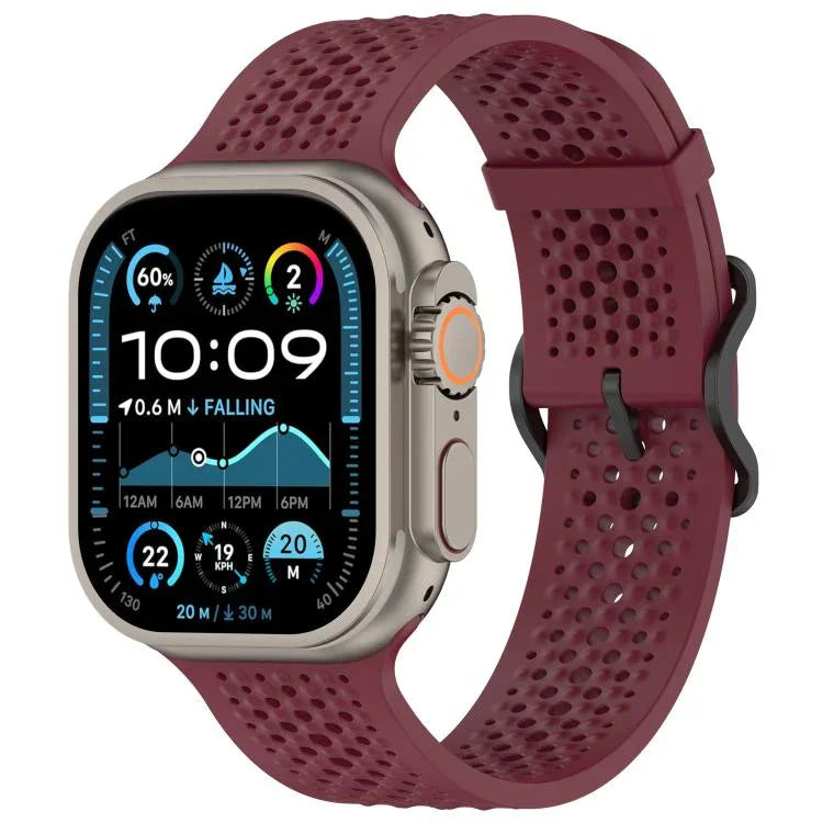 透氣孔矽膠錶帶，適用於Apple Watch 46mm / 49mm / 45mm / 44mm