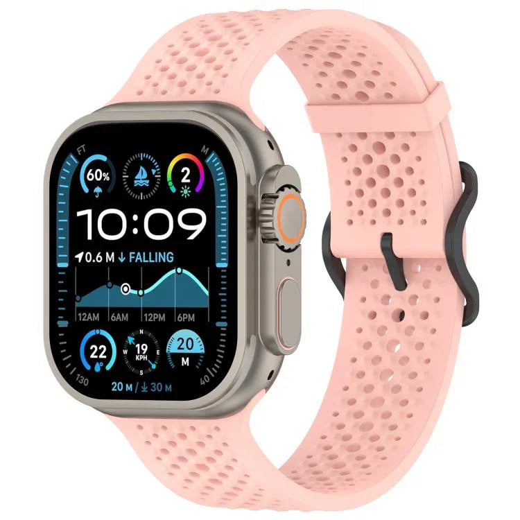 透氣孔矽膠錶帶，適用於Apple Watch 46mm / 49mm / 45mm / 44mm