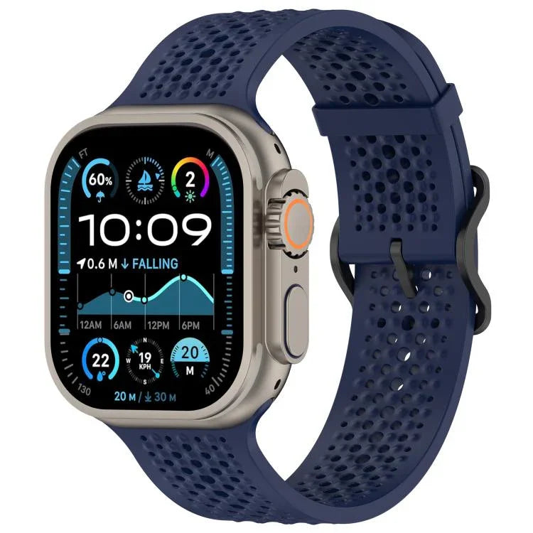 透氣孔矽膠錶帶，適用於Apple Watch 46mm / 49mm / 45mm / 44mm