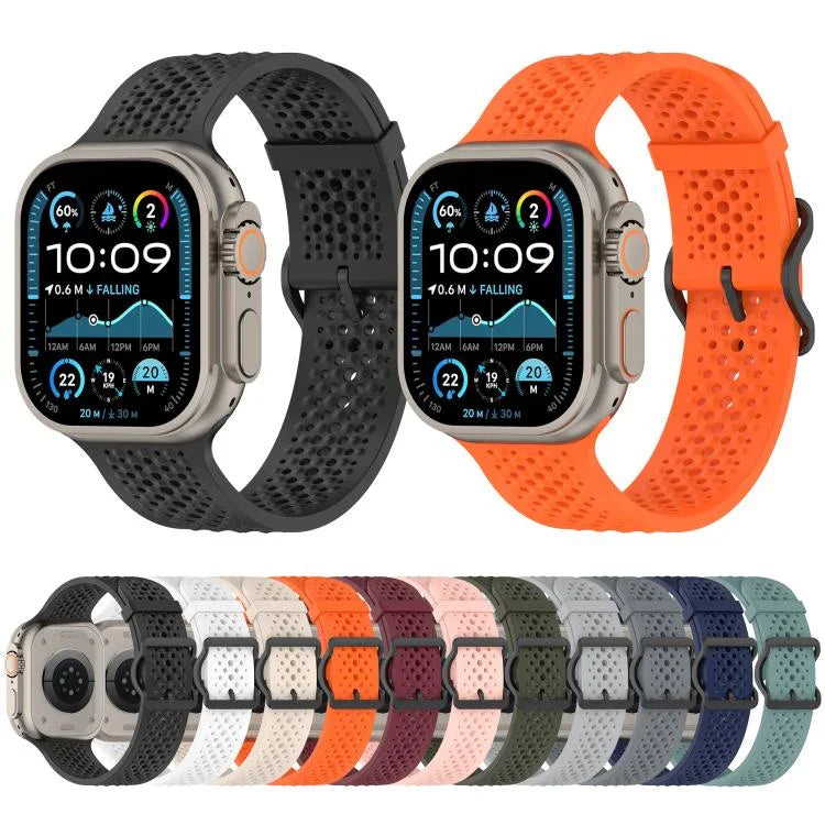 透氣孔矽膠錶帶，適用於Apple Watch 46mm / 49mm / 45mm / 44mm