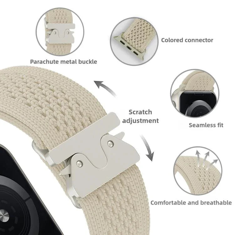 降落傘扣針織尼龍錶帶，適用於Apple Watch 46mm / 49mm / 45mm / 44mm，適用於Apple Watch 42mm / 41mm / 40mm / 38mm