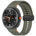 Magnetic Black Buckle Breathable Stitched Silicone Watch Band, For Samsung Galaxy Watch8 / Watch8 Classic