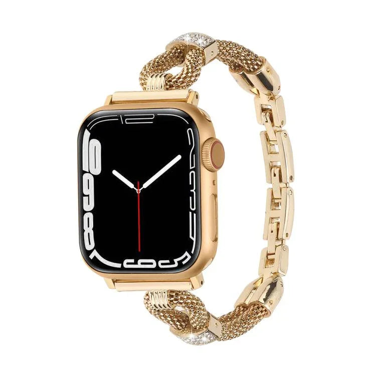 銅鍊鑽石金屬錶帶，適用於Apple Watch 46mm / 49mm / 45mm / 44mm，適用於Apple Watch 42mm / 41mm / 40mm / 38mm
