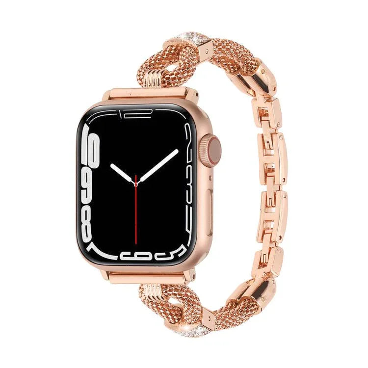 銅鍊鑽石金屬錶帶，適用於Apple Watch 46mm / 49mm / 45mm / 44mm，適用於Apple Watch 42mm / 41mm / 40mm / 38mm