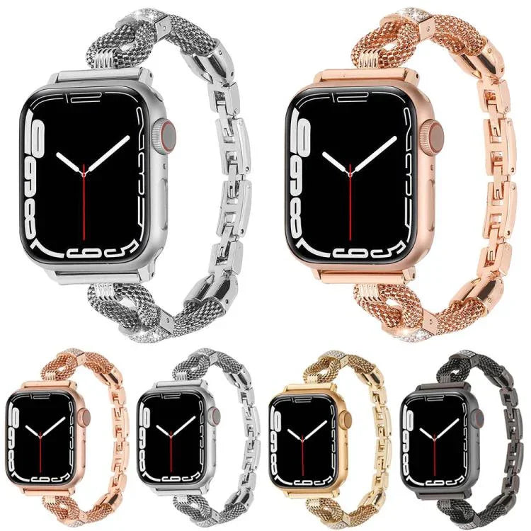 銅鍊鑽石金屬錶帶，適用於Apple Watch 46mm / 49mm / 45mm / 44mm，適用於Apple Watch 42mm / 41mm / 40mm / 38mm