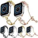 U形鑽石手鍊鋅合金錶帶，適用於 Apple Watch 46mm / 49mm / 45mm / 44mm，適用於 Apple Watch 42mm / 41mm / 40mm / 38mm