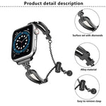 U形鑽石手鍊鋅合金錶帶，適用於 Apple Watch 46mm / 49mm / 45mm / 44mm，適用於 Apple Watch 42mm / 41mm / 40mm / 38mm