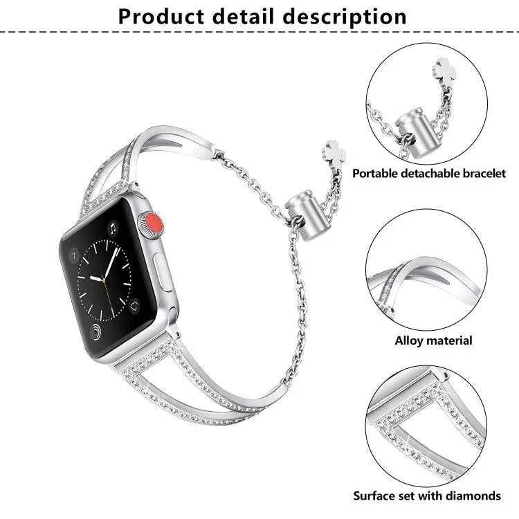 V形鑽石鋅合金錶帶，適用於 Apple Watch 46mm / 49mm / 45mm / 44mm，適用於 Apple Watch 42mm / 41mm / 40mm / 38mm