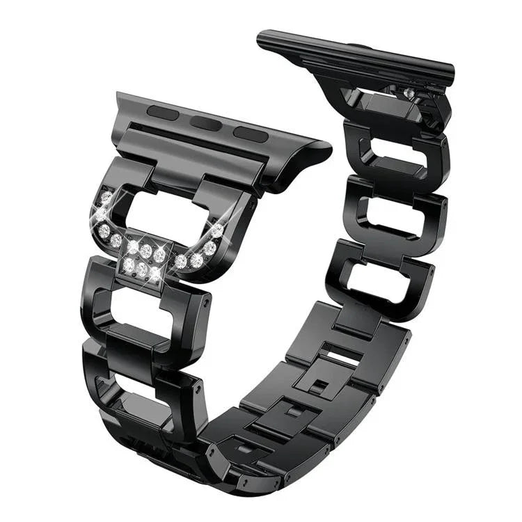方形鑽石鋅合金錶帶，適用於 Apple Watch 46mm / 49mm / 45mm / 44mm，適用於 Apple Watch 42mm / 41mm / 40mm / 38mm