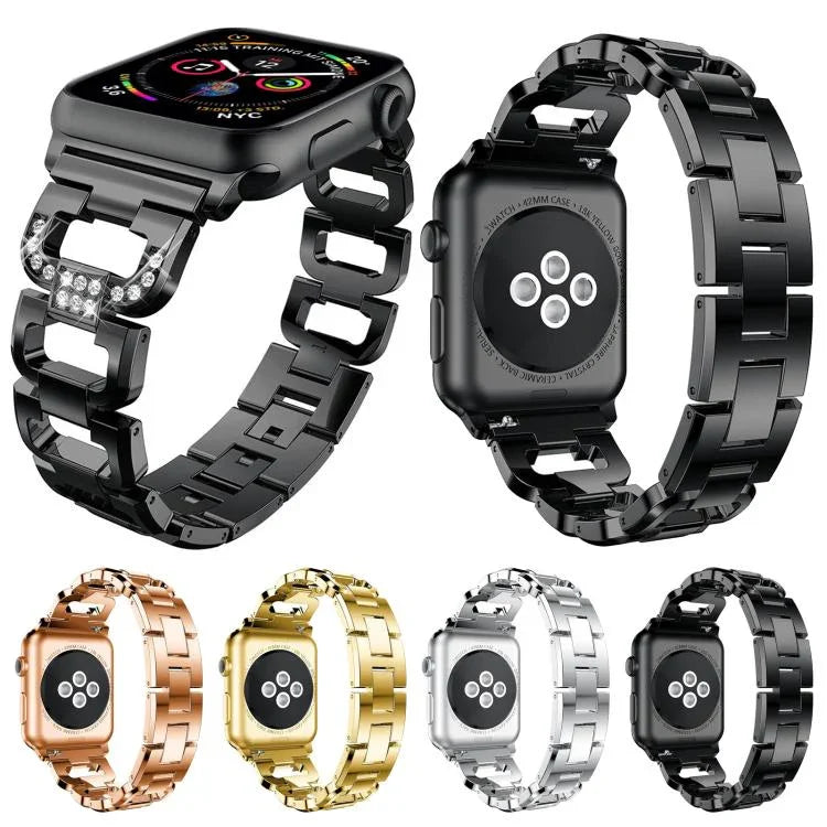 方形鑽石鋅合金錶帶，適用於 Apple Watch 46mm / 49mm / 45mm / 44mm，適用於 Apple Watch 42mm / 41mm / 40mm / 38mm