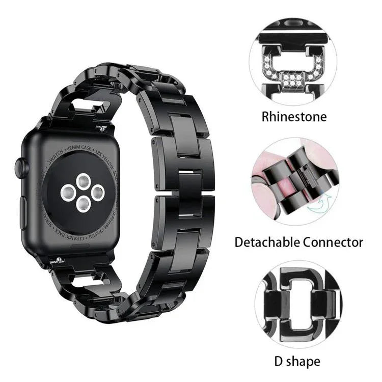 方形鑽石鋅合金錶帶，適用於 Apple Watch 46mm / 49mm / 45mm / 44mm，適用於 Apple Watch 42mm / 41mm / 40mm / 38mm