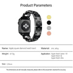 方形鑽石鋅合金錶帶，適用於 Apple Watch 46mm / 49mm / 45mm / 44mm，適用於 Apple Watch 42mm / 41mm / 40mm / 38mm