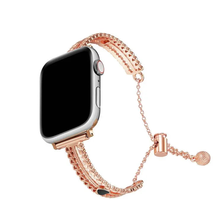 白石愛心手鍊鋅合金錶帶，適用於 Apple Watch 46mm / 49mm / 45mm / 44mm，適用於 Apple Watch 42mm / 41mm / 40mm / 38mm