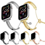 白石愛心手鍊鋅合金錶帶，適用於 Apple Watch 46mm / 49mm / 45mm / 44mm，適用於 Apple Watch 42mm / 41mm / 40mm / 38mm