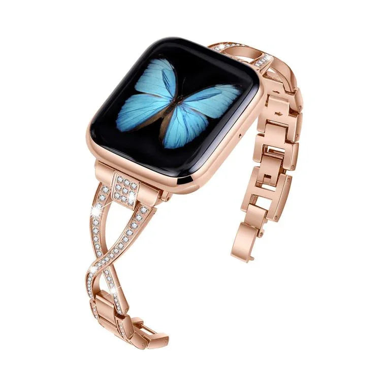 交叉鑽石鋅合金錶帶，適用於 Apple Watch 46mm / 49mm / 45mm / 44mm，適用於 Apple Watch 42mm / 41mm / 40mm / 38mm