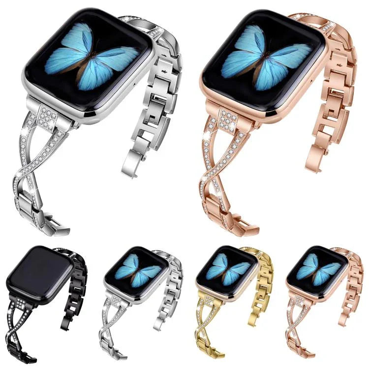 交叉鑽石鋅合金錶帶，適用於 Apple Watch 46mm / 49mm / 45mm / 44mm，適用於 Apple Watch 42mm / 41mm / 40mm / 38mm