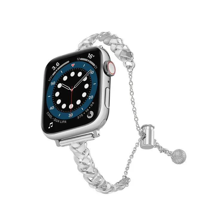 編織金屬光澤鋅合金錶帶，適用於 Apple Watch 46mm / 49mm / 45mm / 44mm，適用於 Apple Watch 42mm / 41mm / 40mm / 38mm