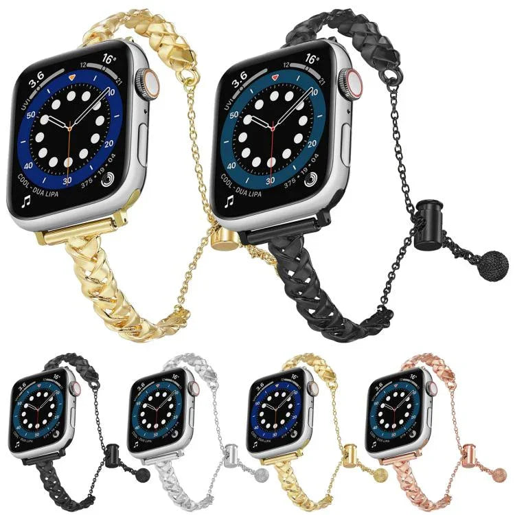 編織金屬光澤鋅合金錶帶，適用於 Apple Watch 46mm / 49mm / 45mm / 44mm，適用於 Apple Watch 42mm / 41mm / 40mm / 38mm