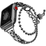 雙圈珠鏈鋅合金錶帶，適用於 Apple Watch 46mm / 49mm / 45mm / 44mm，適用於 Apple Watch 42mm / 41mm / 40mm / 38mm