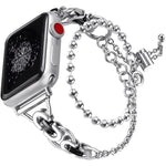 雙圈珠鏈鋅合金錶帶，適用於 Apple Watch 46mm / 49mm / 45mm / 44mm，適用於 Apple Watch 42mm / 41mm / 40mm / 38mm