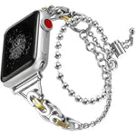 雙圈珠鏈鋅合金錶帶，適用於 Apple Watch 46mm / 49mm / 45mm / 44mm，適用於 Apple Watch 42mm / 41mm / 40mm / 38mm