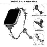 四葉草鑽石鋅合金錶帶，適用於Apple Watch 46mm / 49mm / 45mm / 44mm，適用於Apple Watch 42mm / 41mm / 40mm / 38mm