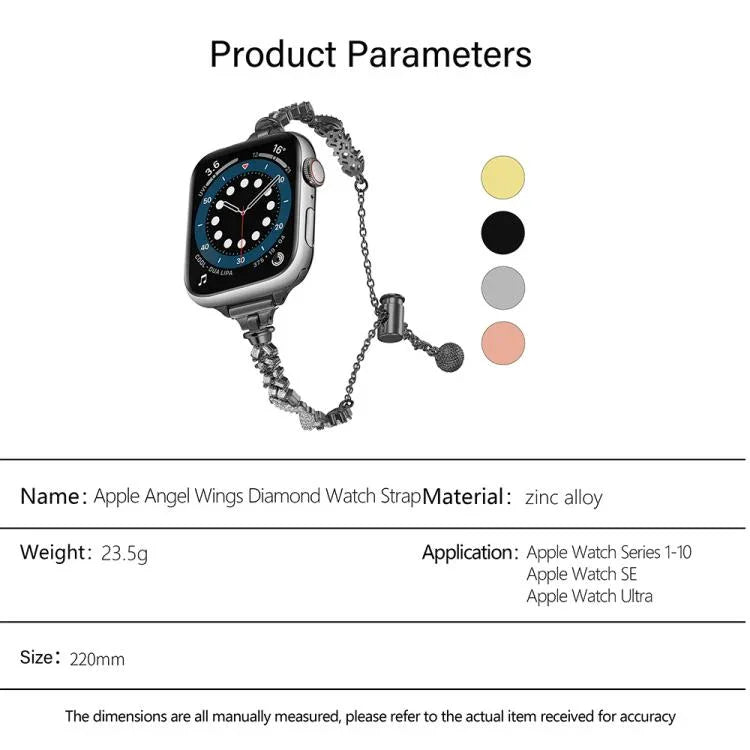 翼形碎鑽鋅合金錶帶，適用於Apple Watch 46mm / 49mm / 45mm / 44mm，適用於Apple Watch 42mm / 41mm / 40mm / 38mm