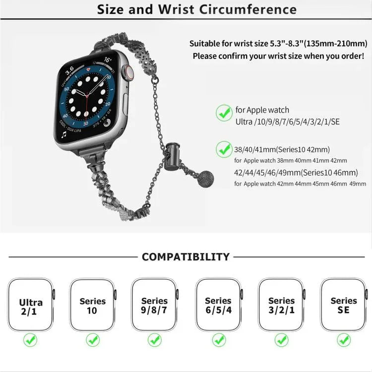 翼形碎鑽鋅合金錶帶，適用於Apple Watch 46mm / 49mm / 45mm / 44mm，適用於Apple Watch 42mm / 41mm / 40mm / 38mm
