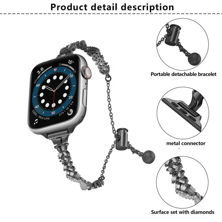 翼形碎鑽鋅合金錶帶，適用於Apple Watch 46mm / 49mm / 45mm / 44mm，適用於Apple Watch 42mm / 41mm / 40mm / 38mm