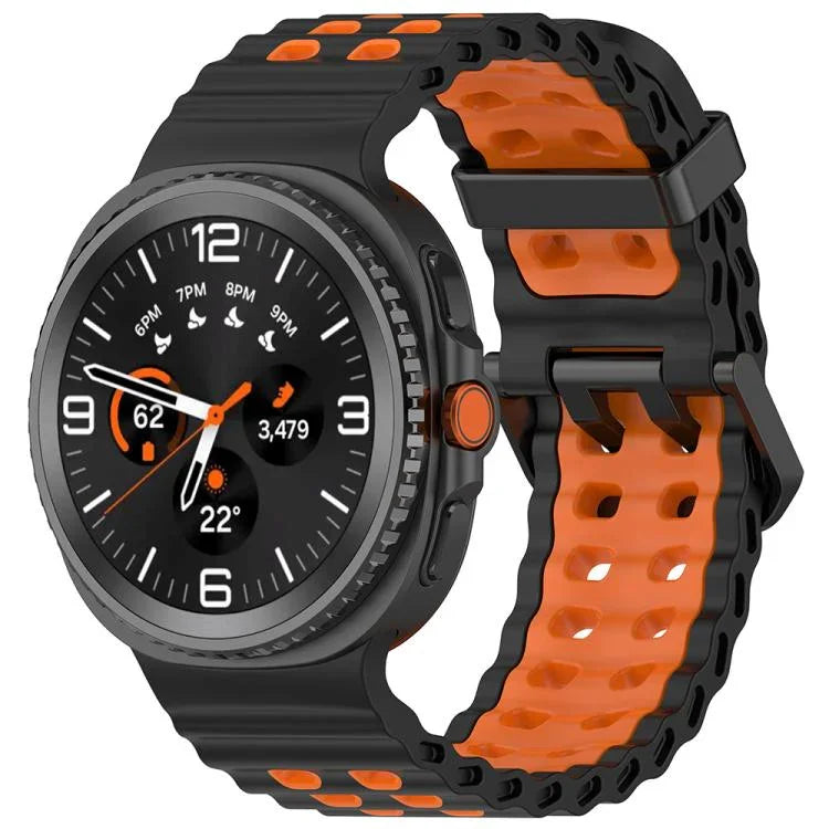 海洋雙扣雙色矽膠錶帶，適用於 Samsung Galaxy Watch8 / Watch8 Classic